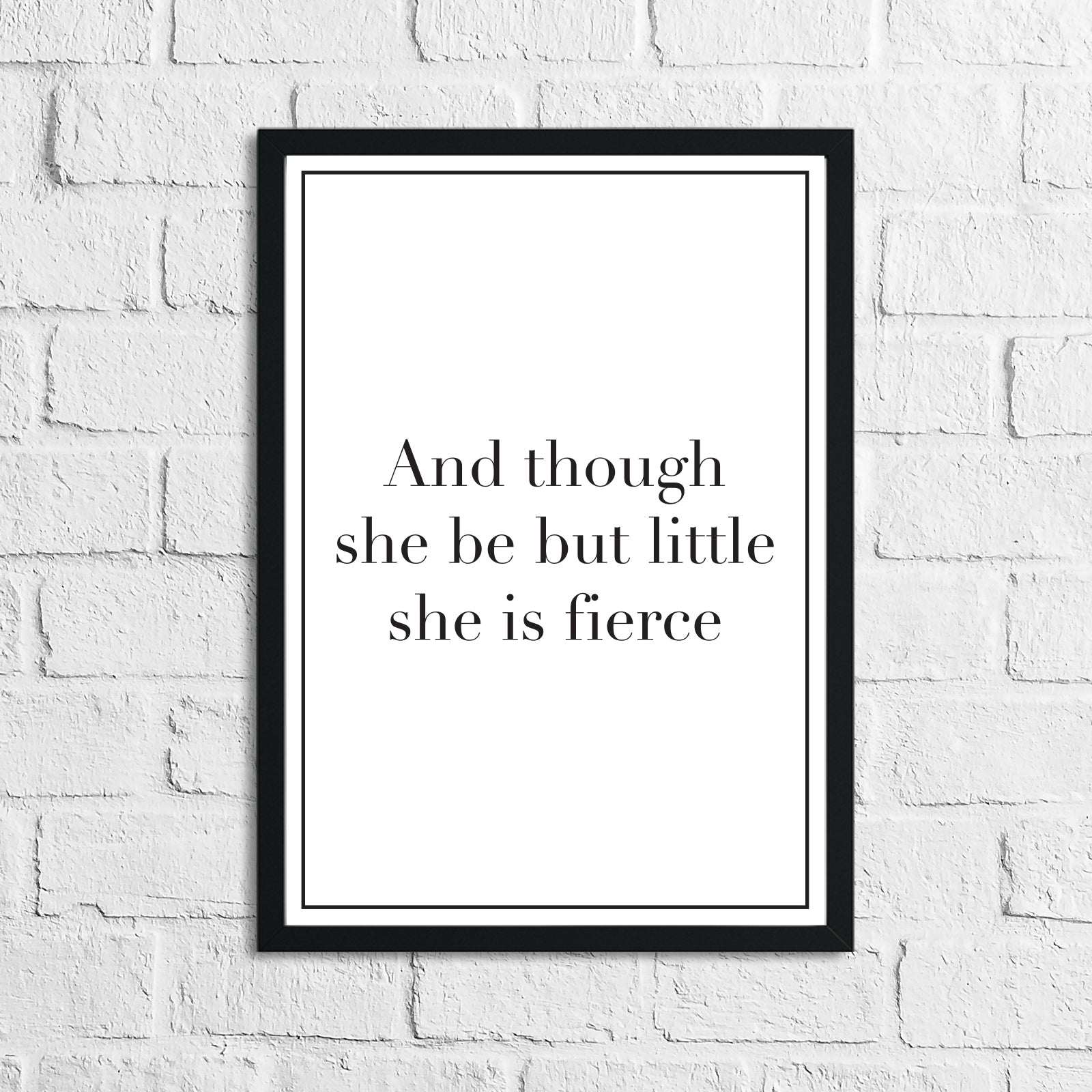 And Though She Be Little She Is Fierce Children's Room Quote Wall Decor Print (Font/Border Colour Editable) by WinsterCreations™ Official Store