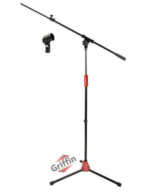 Load image into Gallery viewer, Microphone Stand with Telescoping Boom and Mic Clip Package by GRIFFIN - Tripod Premium Quality for Studio, Karaoke, DJ Live Performances, Conferences by GeekStands.com
