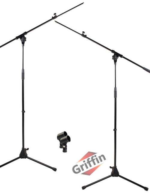 Load image into Gallery viewer, Microphone Stand with Boom Arm (Pack of 2) by GRIFFIN - Adjustable Holder Mount For Studio Recording by GeekStands.com
