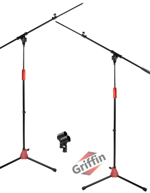Load image into Gallery viewer, Microphone Stand with Boom Arm (Pack of 2) by GRIFFIN - Adjustable Holder Mount For Studio Recording Accessories, Singing Vocal Live Karaoke Mic by GeekStands.com
