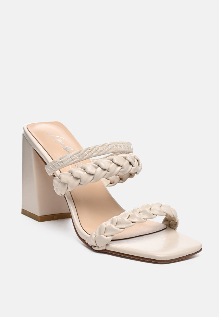 arnie Ddual braided strap block heel sandals by London Rag