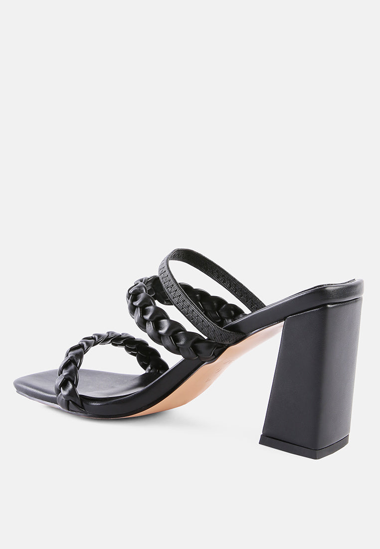 arnie Ddual braided strap block heel sandals by London Rag