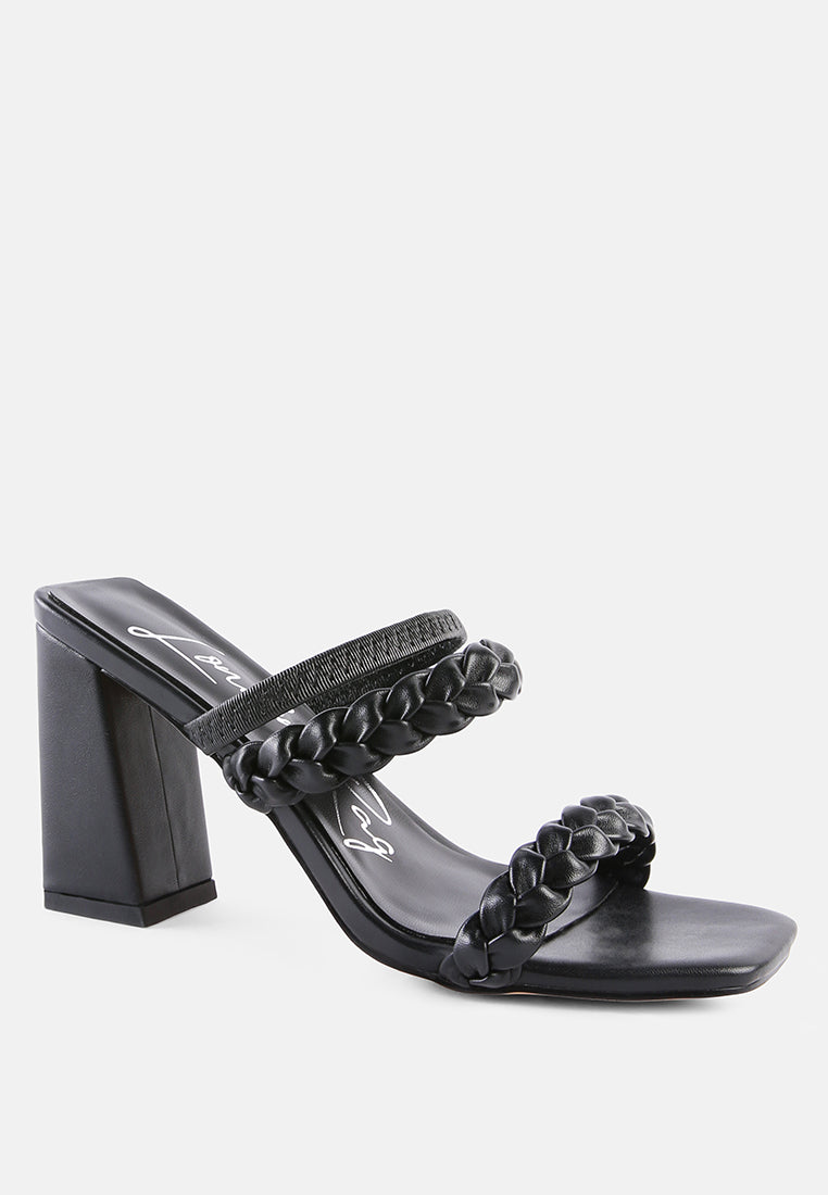 arnie Ddual braided strap block heel sandals by London Rag