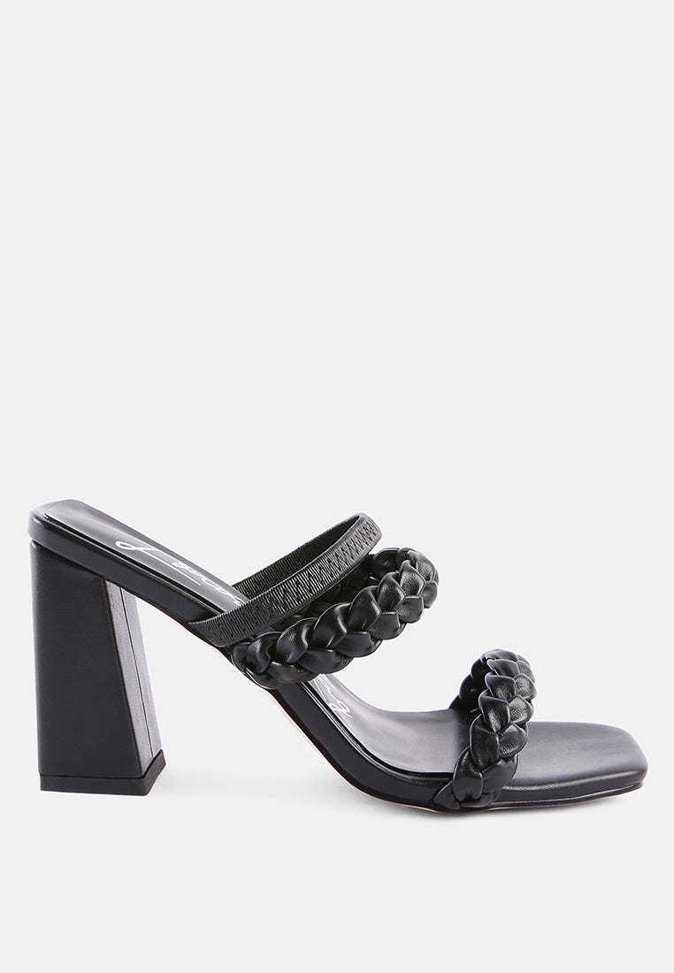 arnie Ddual braided strap block heel sandals by London Rag