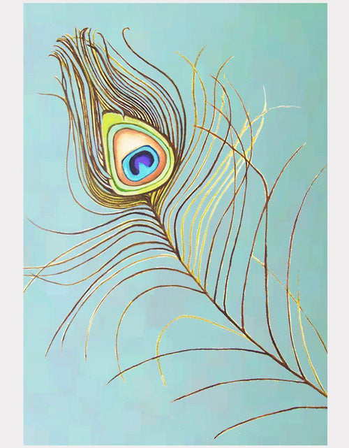Load image into Gallery viewer, Art Print:  Peacock Feather on Aqua by India &amp; Purry

