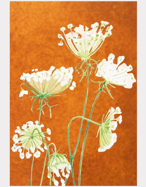 Load image into Gallery viewer, Art Print:  Queen Anne's Lace on Rusty Orange by India &amp; Purry
