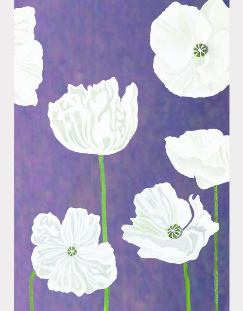 Load image into Gallery viewer, Art Print:  White Poppies on Violet by India &amp; Purry
