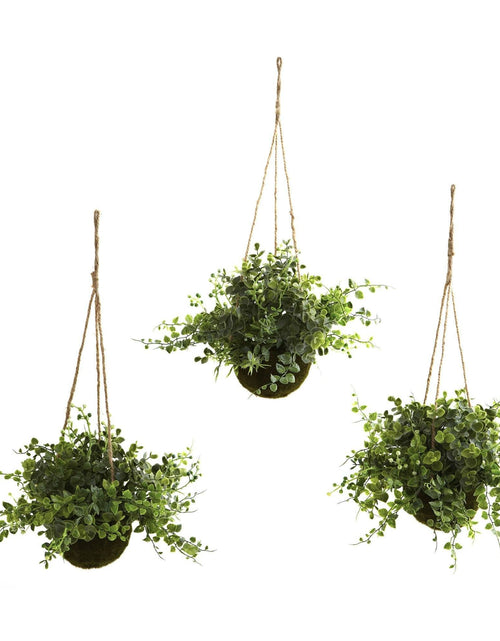 Load image into Gallery viewer, Eucalyptus, Maiden Hair &amp; Berry Hanging Basket (Set of 3) by Nearly Natural
