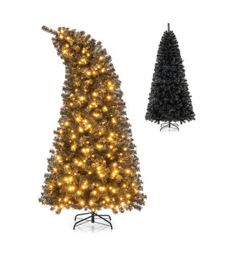 6/7 FT Artificial Christmas Tree with Bendable Top Section and Warm Light-7 ft