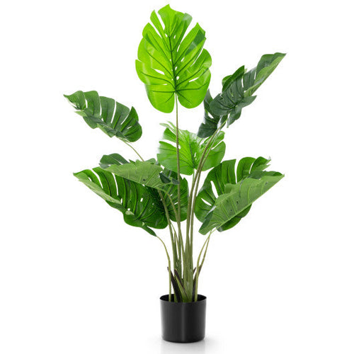 Load image into Gallery viewer, 4 Feet Artificial Monstera Deliciosa Tree with 10 Leaves of Different Sizes
