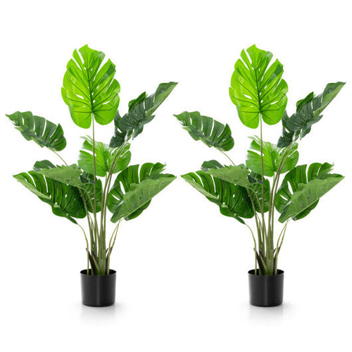 Load image into Gallery viewer, 2 Pack Artificial Monstera Deliciosa Tree with 10 Leaves of Different Sizes
