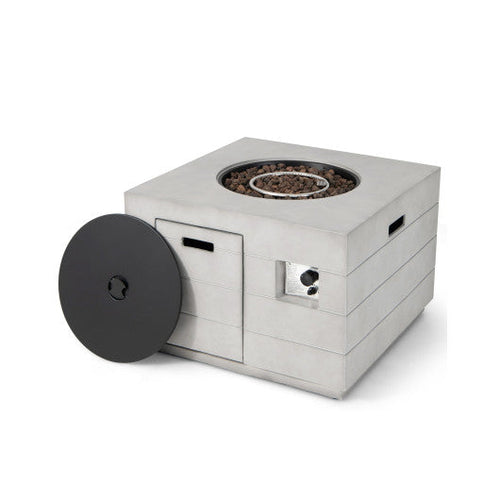 Load image into Gallery viewer, 34 Inch Square Concrete Propane Fire Pit Table with Lava Rocks and Cover 50 000 BTU-Gray
