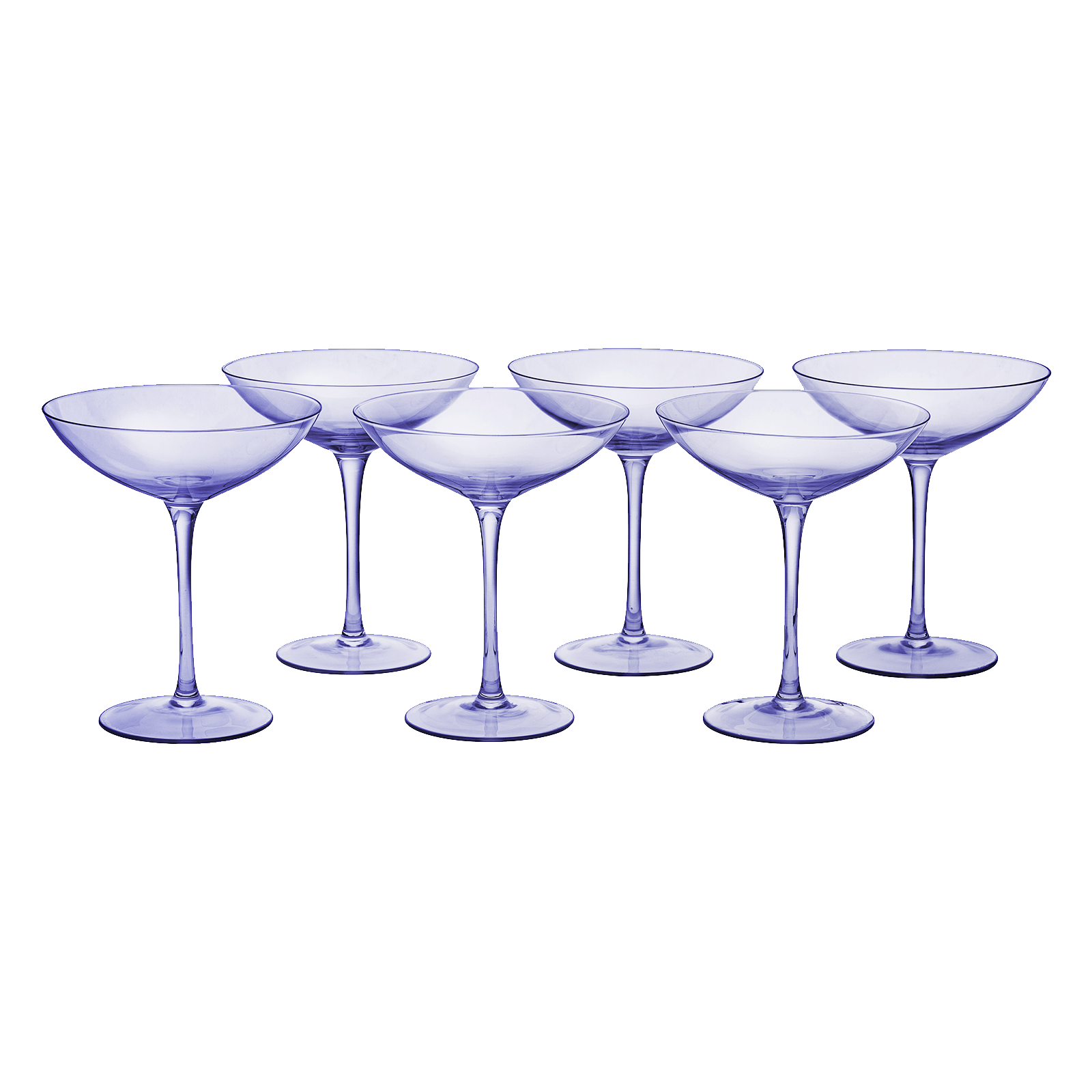 Lavender Champagne Coupes 12oz Set of 6 by The Wine Savant - Colored Champagne Glasses, Prosecco, Mimosa Glasses Set, Cocktail Glass Set, Bar Glassware Bachelorette Anniversary Gifts by The Wine Savant