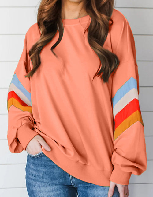 Load image into Gallery viewer, Contrast Round Neck Long Sleeve Sweatshirt
