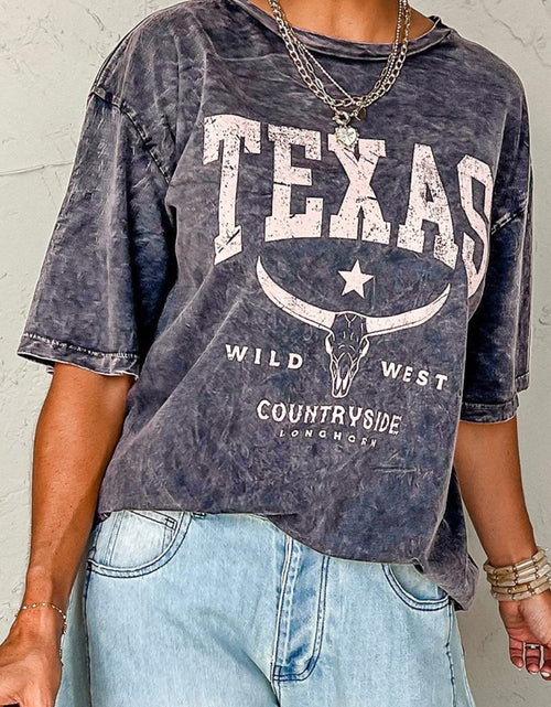 Load image into Gallery viewer, TEXAS Steer Head Graphic Mineral Wash Oversized T-Shirt
