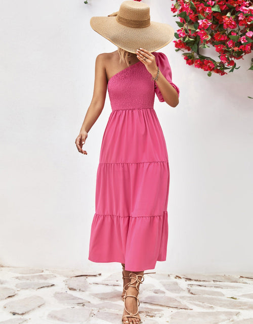 Load image into Gallery viewer, Smocked One-Shoulder Midi Dress
