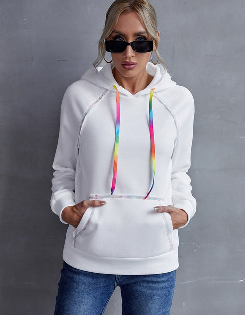 Load image into Gallery viewer, Ivy Lane Contrast Stitching Drawstring Raglan Sleeve Hoodie
