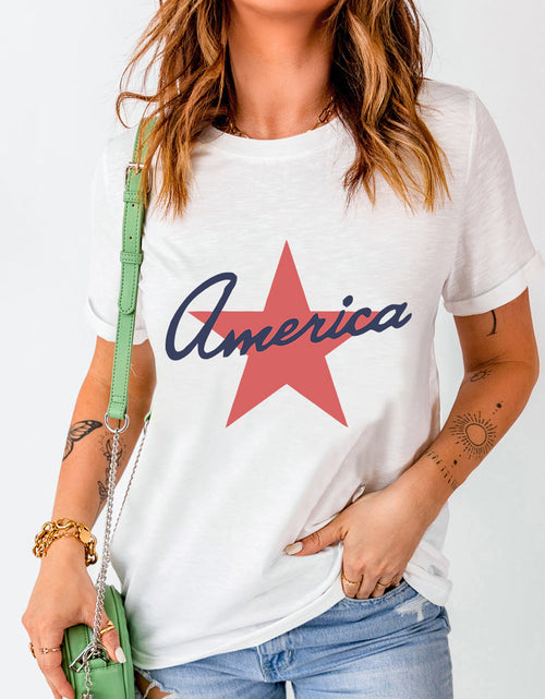 Load image into Gallery viewer, Star Round Neck Short Sleeve T-Shirt

