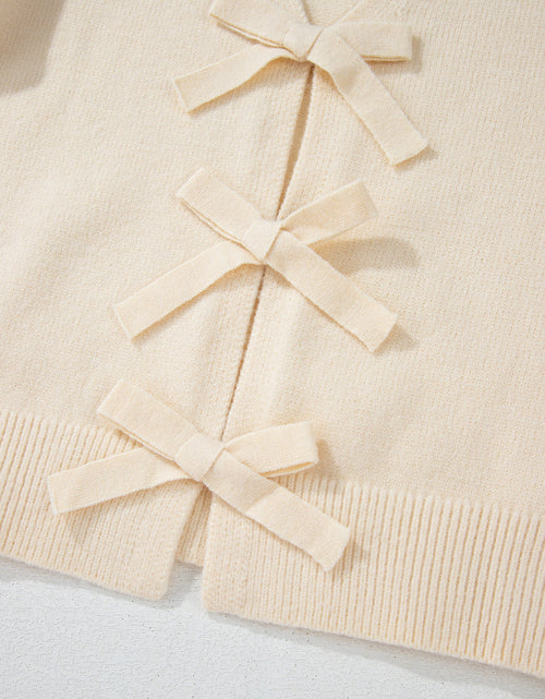 Load image into Gallery viewer, Bowknot Front V Neck Long Sleeve Cardigan

