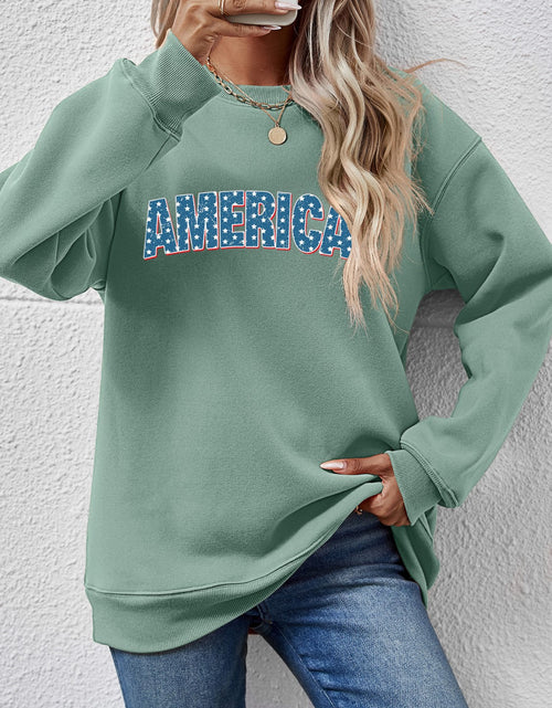 Load image into Gallery viewer, AMERICA Round Neck Dropped Shoulder Sweatshirt
