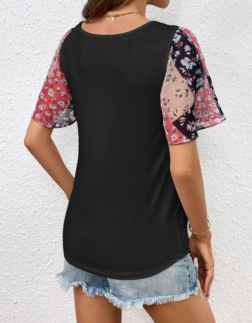 Load image into Gallery viewer, Ivy Lane Printed Puff Sleeve Round Neck Tee
