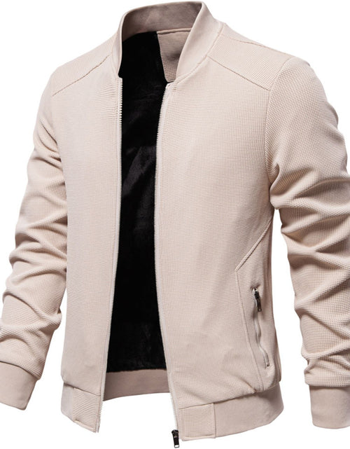 Load image into Gallery viewer, Men's Waffle Knit Baseball Collar Zip Up Jacket
