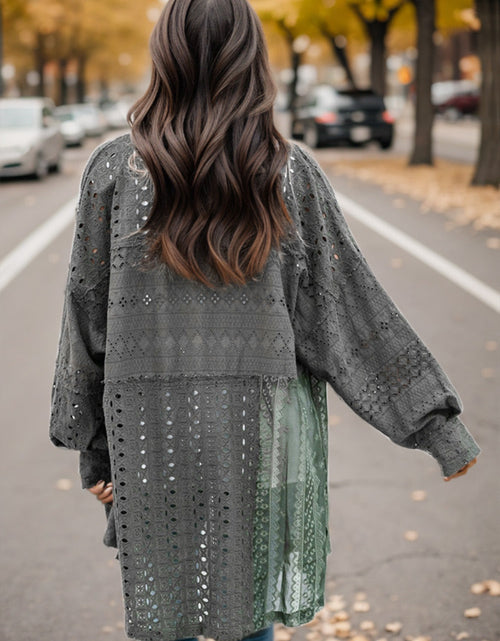 Load image into Gallery viewer, Openwork Button Up Long Sleeve Shacket
