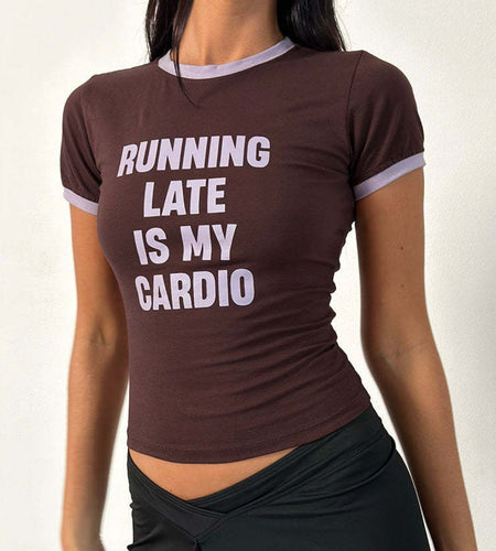Letter Graphic Round Neck Short Sleeve T-Shirt