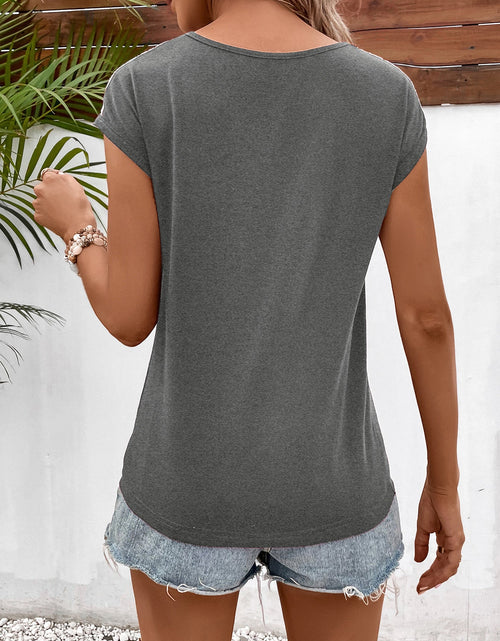 Load image into Gallery viewer, Ivy Lane Spliced Lace V-Neck Twisted Hem Tee
