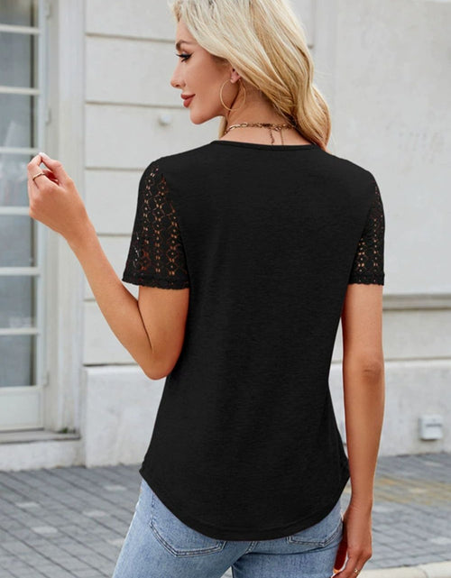 Load image into Gallery viewer, Smocked Round Neck Short Sleeve T-Shirt
