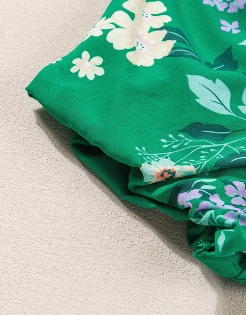 Load image into Gallery viewer, Floral Print Bubble Sleeve Smocked Tiered Midi Dress
