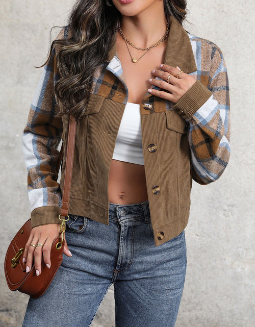 Load image into Gallery viewer, Perfee Plaid Button Up Collared Neck Jacket
