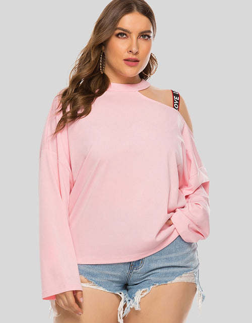 Load image into Gallery viewer, Plus Size Cold-Shoulder Round Neck Blouse
