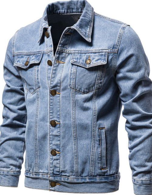 Load image into Gallery viewer, Men's Button Down Long Sleeve Denim Jacket

