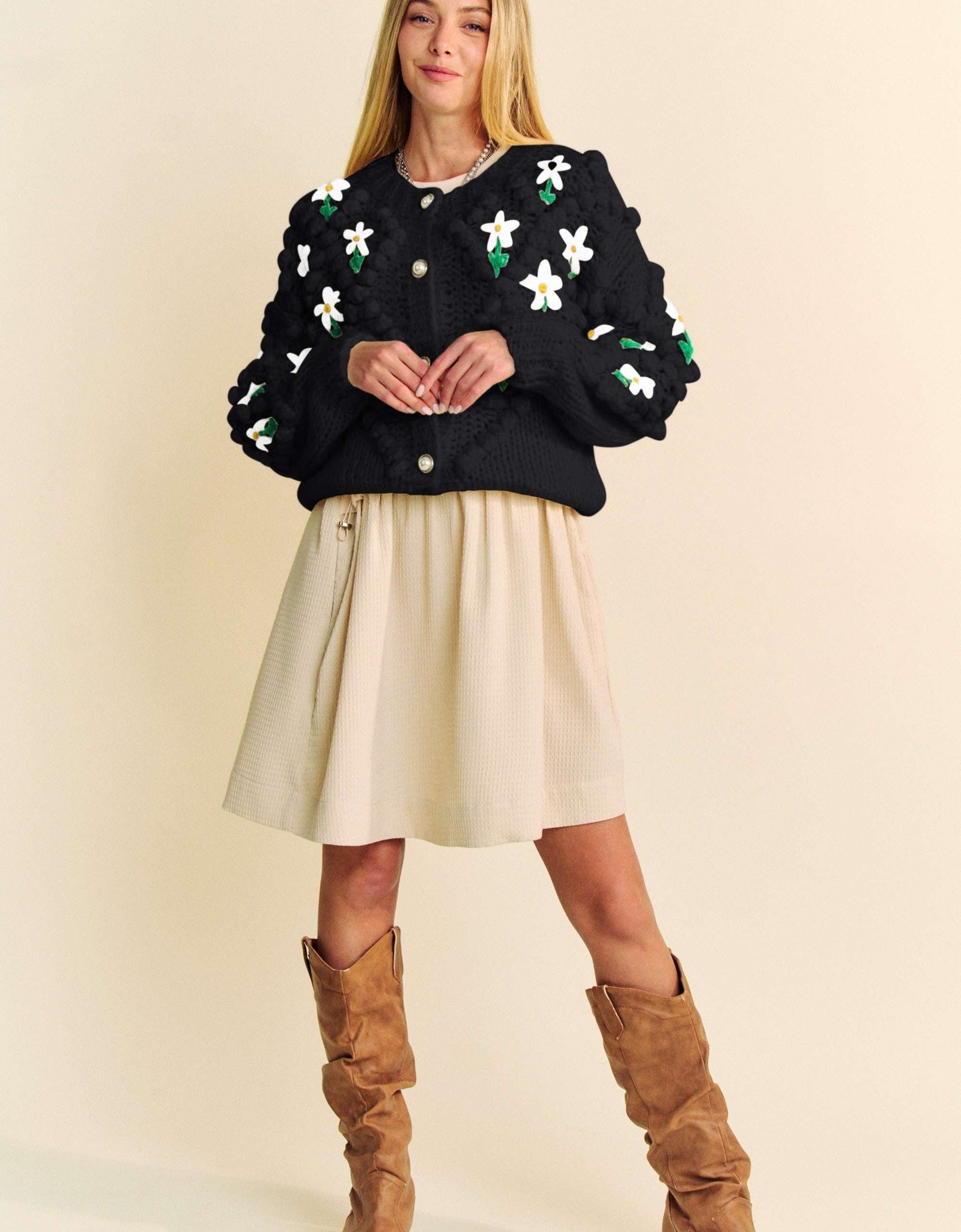 Davi & Dani Floral Pattern Button Down Cardigan