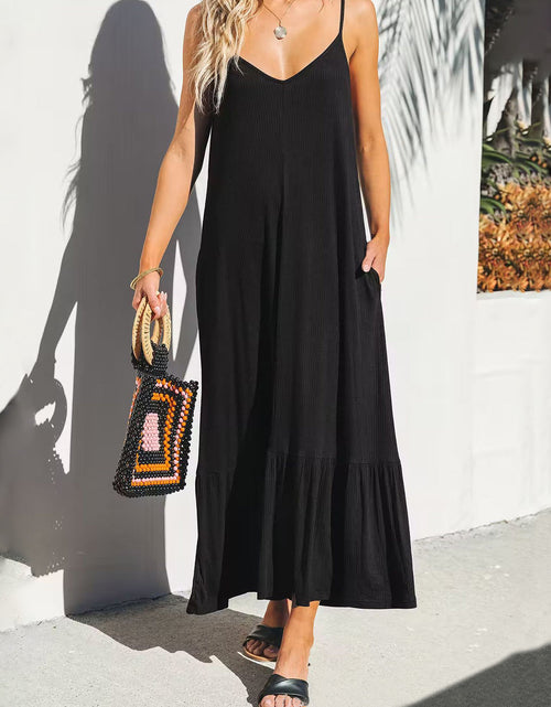 Load image into Gallery viewer, V-Neck Ruffled Hem Midi Cami Dress
