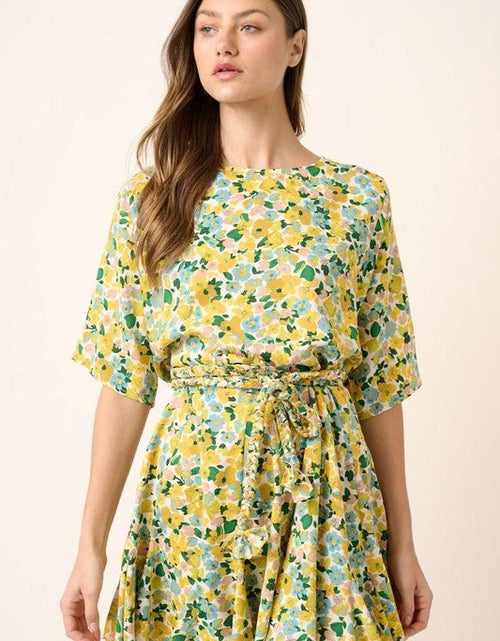 Load image into Gallery viewer, Mittoshop Floral Tie Waist Half Sleeve Mini Dress

