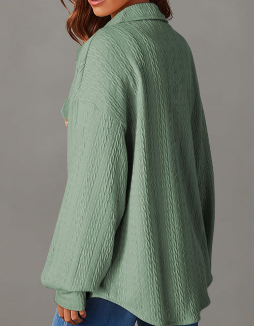 Load image into Gallery viewer, Textured Button Up Long Sleeve Shacket
