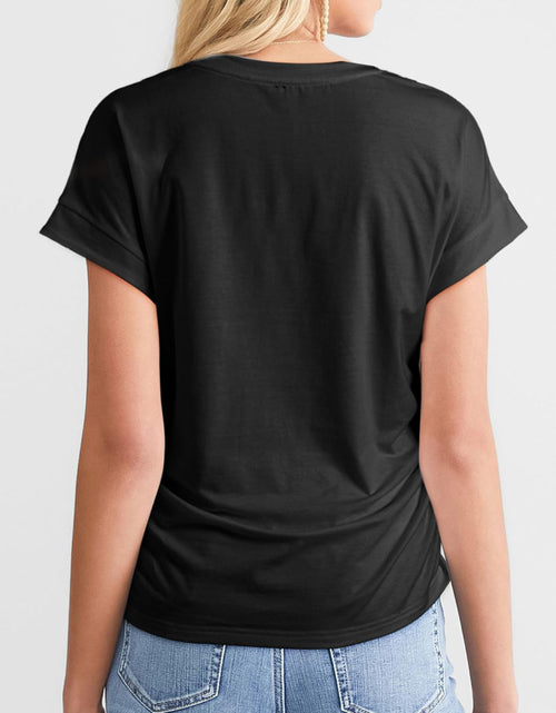 Load image into Gallery viewer, Ruched Round Neck Short Sleeve T-Shirt
