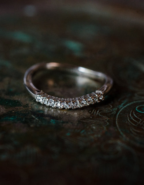 Load image into Gallery viewer, Vintage 1980's Curved Gold Band with Austrian Crystals Made in USA by PVD Vintage Jewelry
