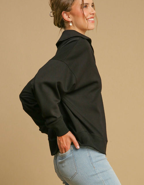 Load image into Gallery viewer, Umgee Johnny Collar Dropped Shoulder Sweatshirt

