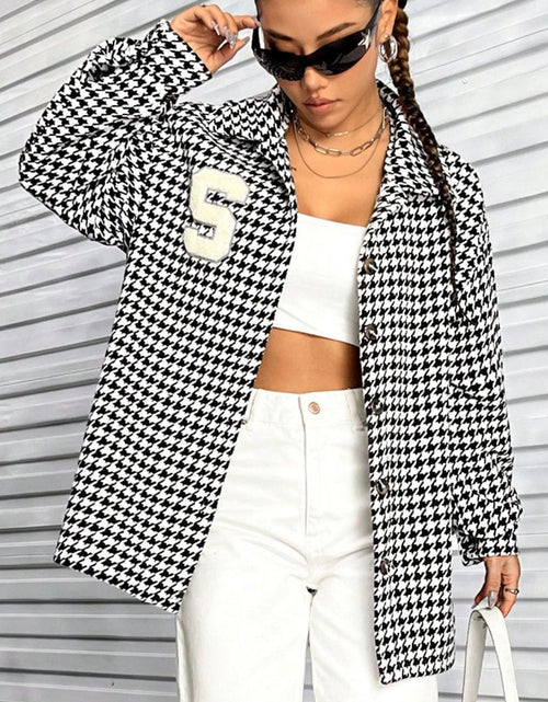 Load image into Gallery viewer, Houndstooth Button Down Long Sleeve Shacket
