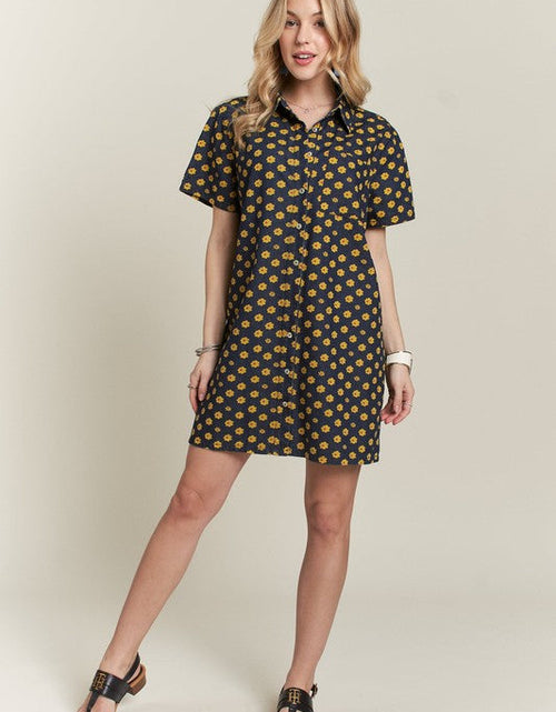 Load image into Gallery viewer, ADORA Floral Button-Up Mini Denim Dress
