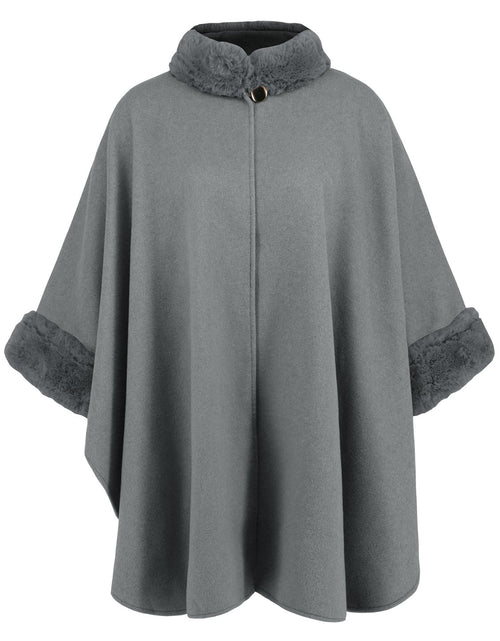 Load image into Gallery viewer, Fuzzy Trim Long Sleeve Poncho
