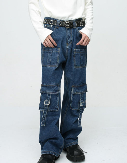 Load image into Gallery viewer, Mid Rise Men's Jeans with Cargo Pockets
