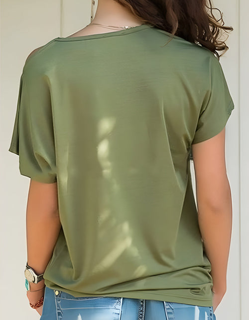 Load image into Gallery viewer, Asymmetrical Neck Short Sleeve T-Shirt
