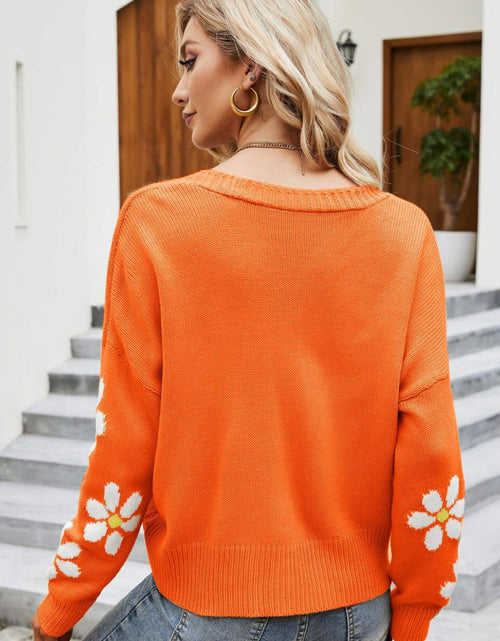 Load image into Gallery viewer, Floral Ribbed Trim Drop Shoulder Cardigan
