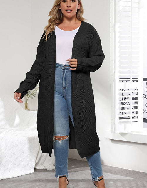Load image into Gallery viewer, Plus Size Open Front Long Sleeve Cardigan
