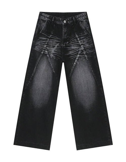 Load image into Gallery viewer, Washed Cat Whisker Straight Leg Jeans
