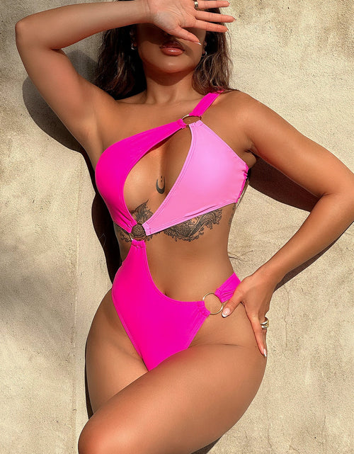 Load image into Gallery viewer, One-Shoulder Cutout Ring Detail One-Piece Swimsuit
